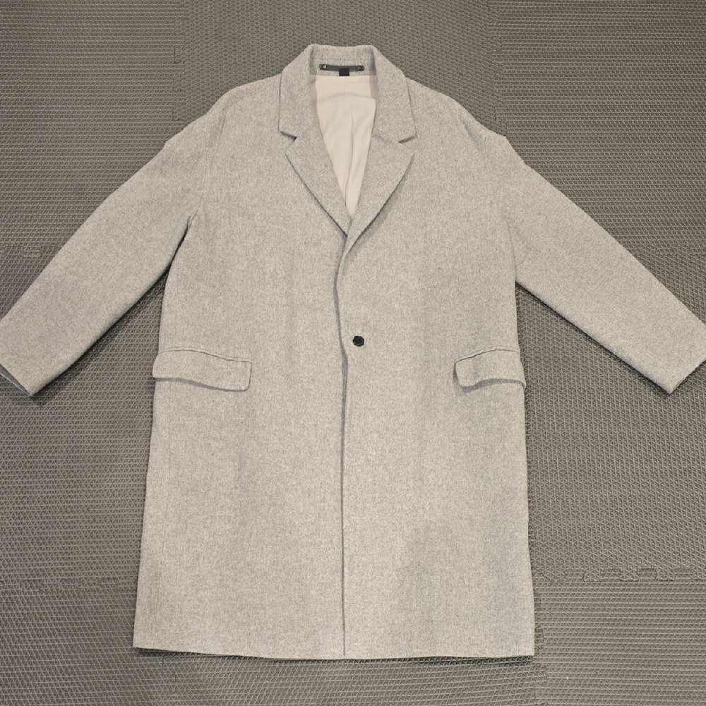 All Saints Men's Light Gray Oversized  Coat